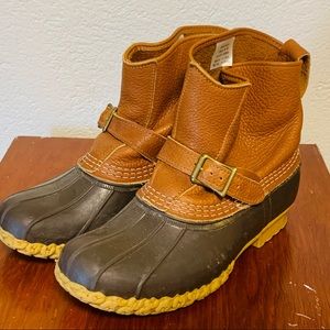 L.L. Bean Boots Women’s 9W Brown Lounger 8” Pill On Buckle Leather Rubber